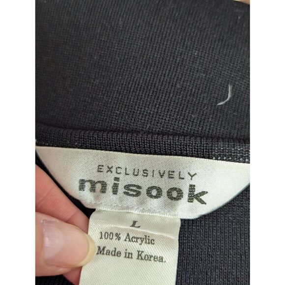 Misook Women's Black Solid Short-Sleeve Crew-Neck Iconic Knit Dress Large - Picture 2 of 5